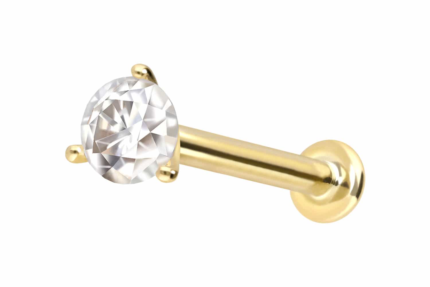 14 Karat Gold Labret Piercing mit Push Fit MOISSANIT